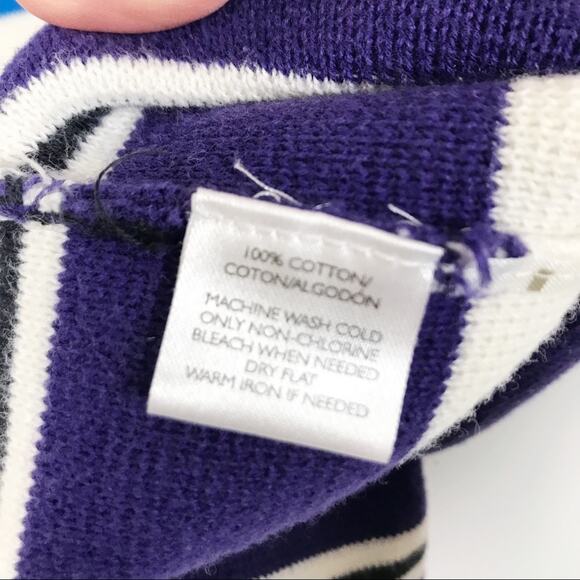 Loft Cream Yellow Blue Striped 3/4 Sleeve Sweater Sz XS - Picture 5 of 7